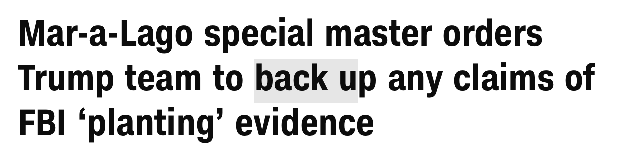 Заголовок CNN с фразовым глаголом  back up